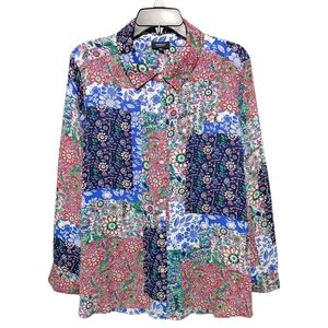 Jones & Co. Colorful Patchy Floral Button Down Collared Shirt Women's Size 2X